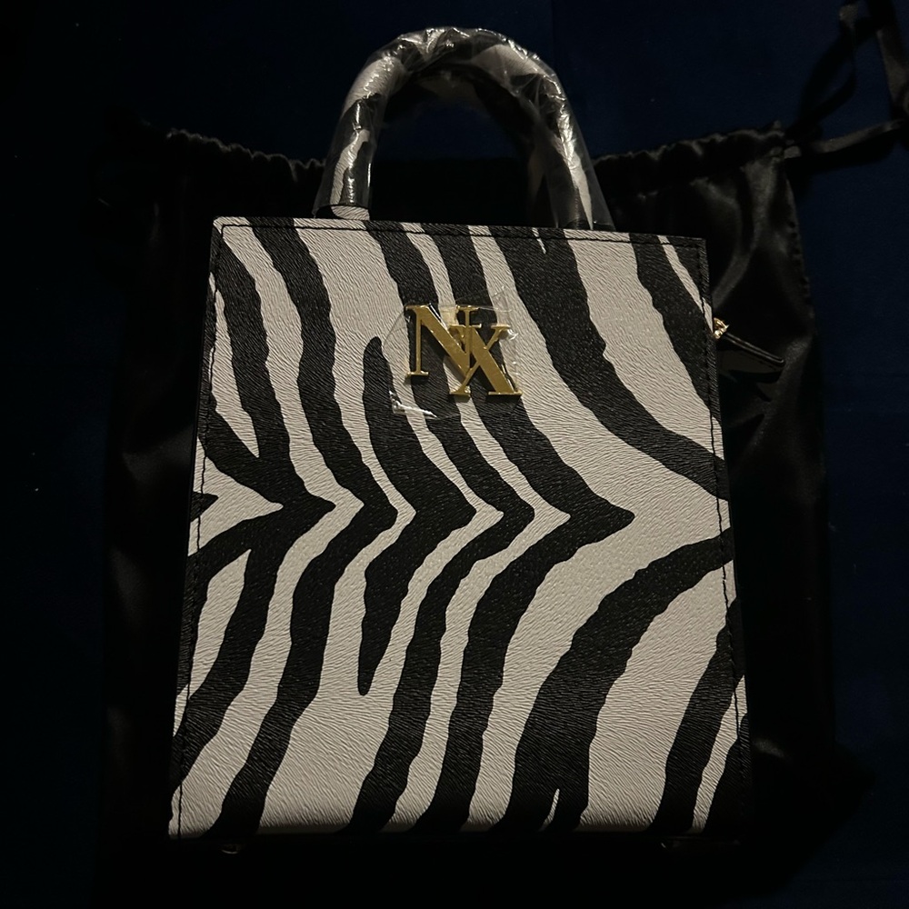 Zebra print box tote bag